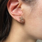 14K Gold Daisy Flower Diamond Earrings - additional product view 6