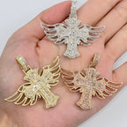 10K Gold Angel Wings Cross Diamond Baguette Pendant - additional product view 2