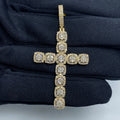 10K Gold Square Cross Diamond Pendant in yellow gold - close-up product photo