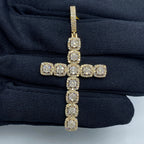 10K Gold Square Cross Diamond Pendant in yellow gold - close-up product photo