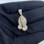 14K Gold Praying Hands Diamond Pendant - additional product view 2