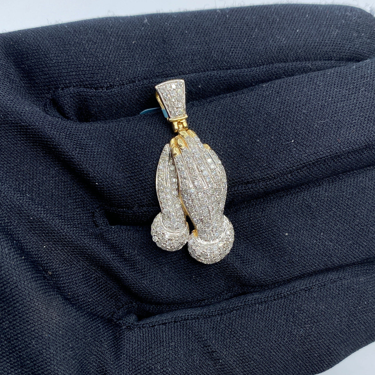 14K Gold Praying Hands Diamond Pendant - additional product view 2