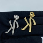 14K Gold Initial K Script Heart Diamond Pendant - additional product view 7