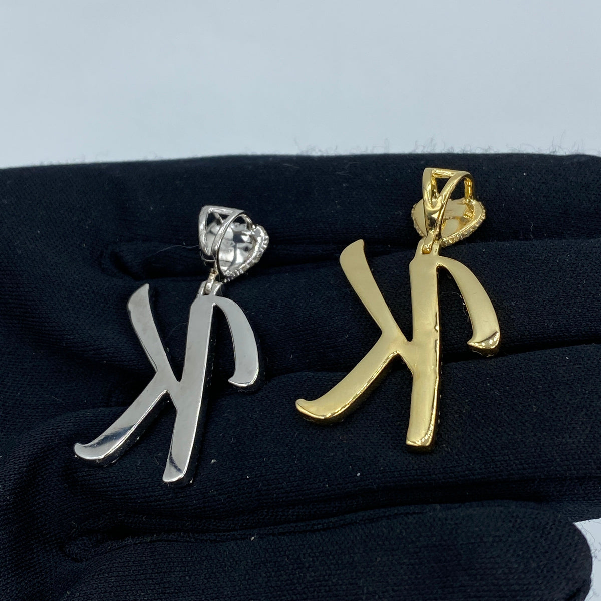 14K Gold Initial K Script Heart Diamond Pendant - additional product view 7