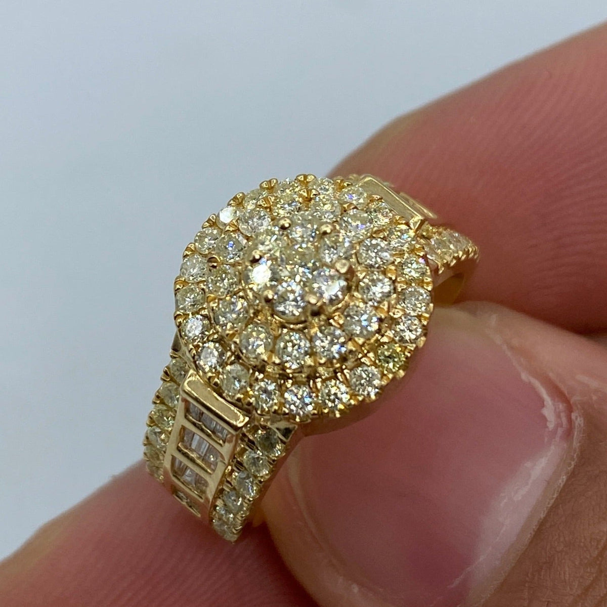 14K Gold Cake Diamond Baguette Engagement Ring - additional product view 4