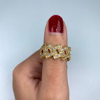 14K Gold Cuban Link Diamond Baguette Ring - additional product view 4
