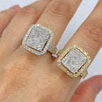 14K Gold Rain Box Halo Diamond Baguette Ring - main product photo
