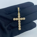 14K Gold Cross Circle Diamond Pendant in yellow gold - close-up product photo