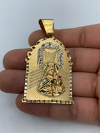 14K Gold Saint Barbara Medallion Pendant 2.5 in - additional product view 7