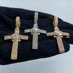 10K Gold Cross Diamond Baguette Pendant - additional product view 7
