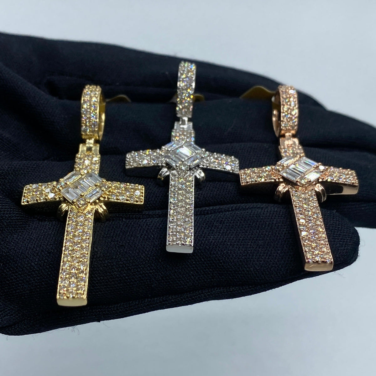 10K Gold Cross Diamond Baguette Pendant - additional product view 7