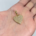 14K Gold Icy Heart Diamond Pendant in yellow gold - close-up product photo