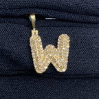 14K Gold Initial W Bubble Diamond Pendant - additional product view 2