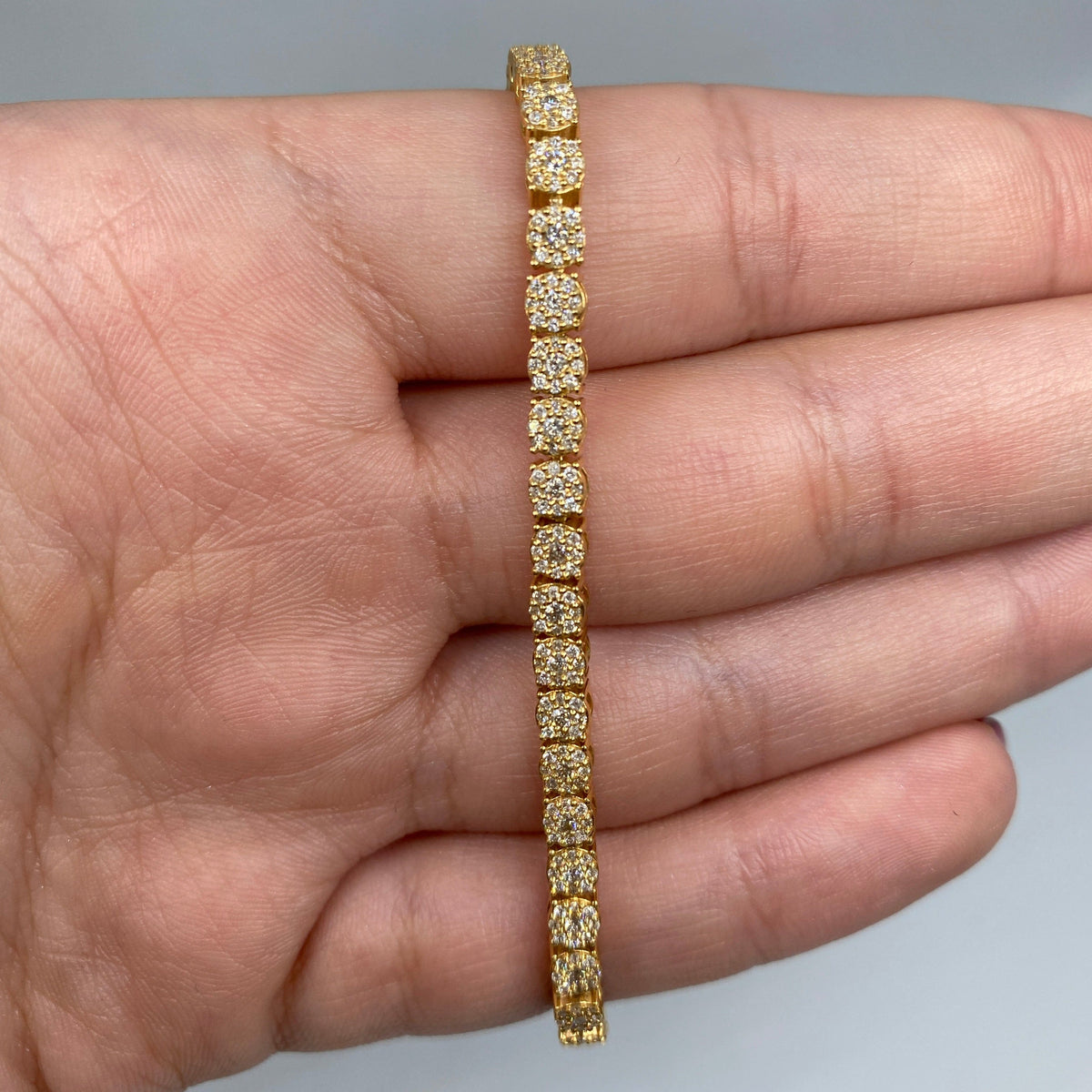 14K Gold 4mm Tennis Diamond Bracelet 6.5–8.5 in in yellow gold, 6.5" - close-up product photo