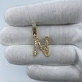 14K Gold Initial N Diamond Baguette Pendant in yellow gold, Small - close-up product photo