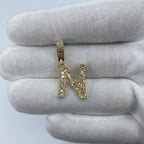14K Gold Initial N Diamond Baguette Pendant in yellow gold, Small - close-up product photo