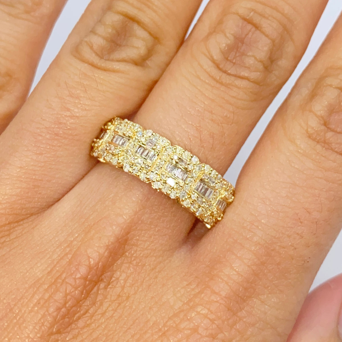 10K Gold 6.8mm Rectangle Diamond Baguette Ring - additional product view 2