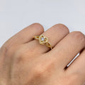14K Gold Infinity Heart Diamond Engagement Ring in yellow gold - close-up product photo