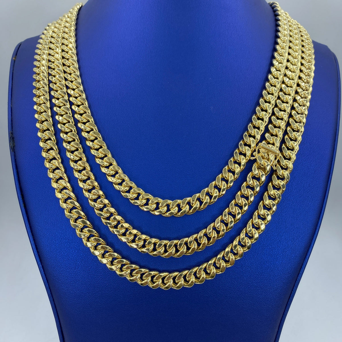 Miami Cuban Link Chain Real 10K Yellow Gold Full Collection, 9mm - close-up product photo