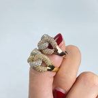 14K Gold Two-Tone Cuban Link Diamond Ring - additional product view 4
