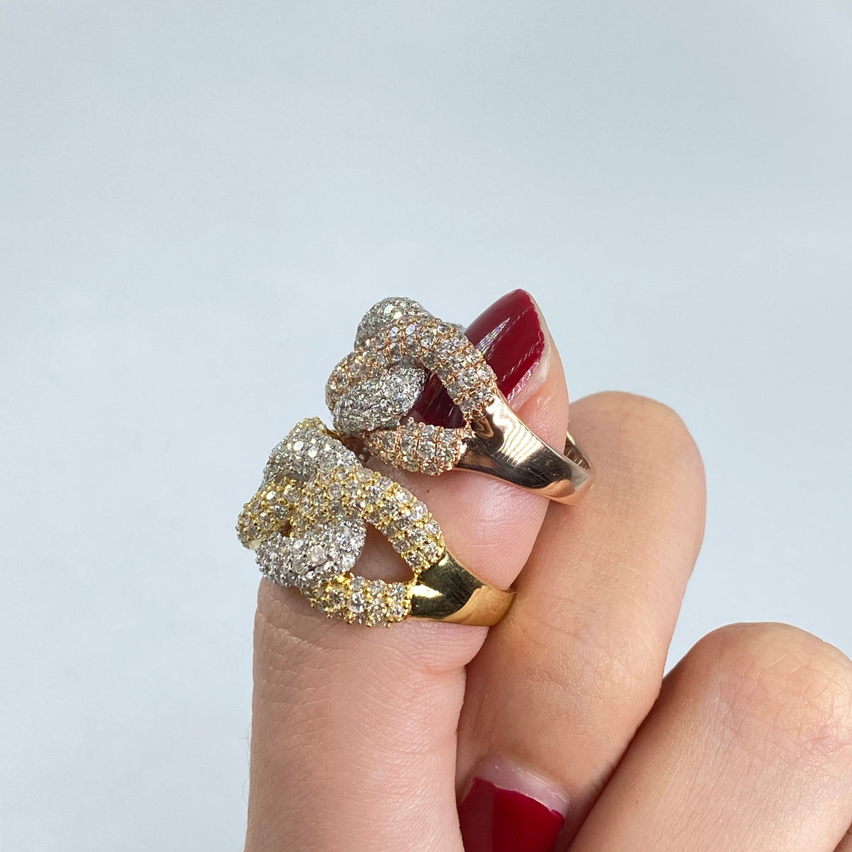 14K Gold Two-Tone Cuban Link Diamond Ring - additional product view 4