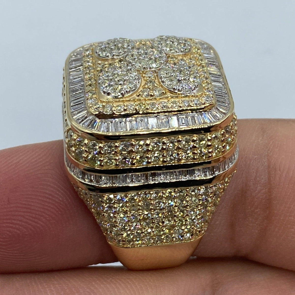 14K Gold Jumbo Square Tower Diamond Baguette Ring - additional product view 5