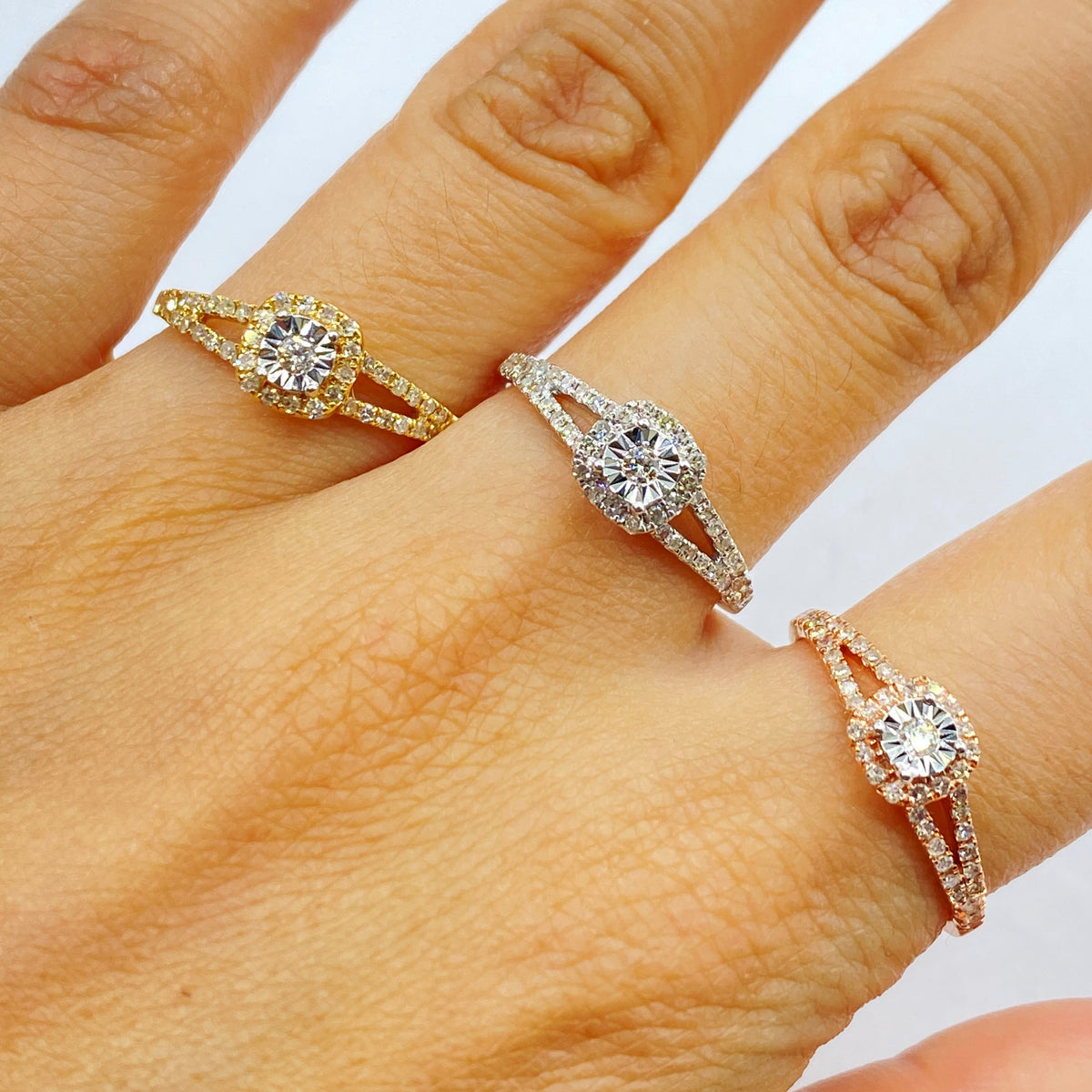 14K Gold Sunburst Diamond Engagement Ring - additional product view 2