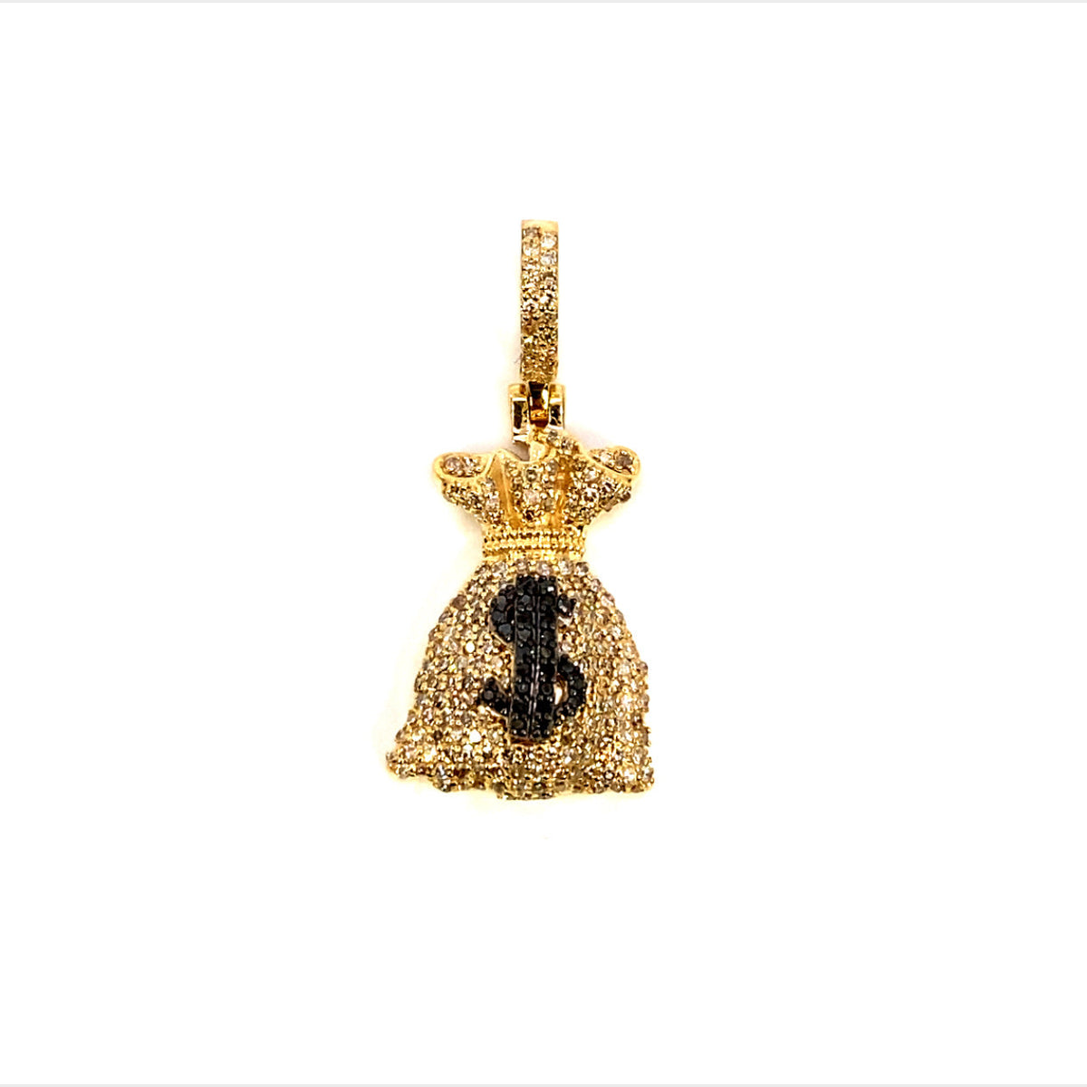 10K Gold Money Bag Diamond Pendant - additional product view 3