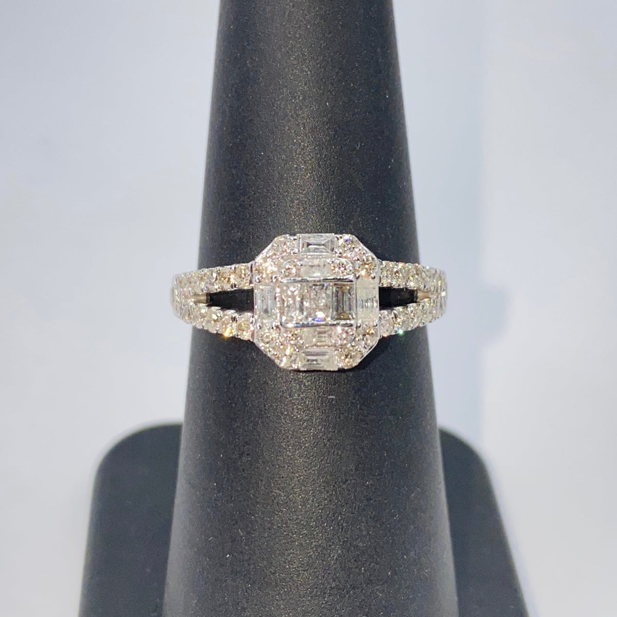 14K Gold Noble Rectangle Diamond Baguette Ring - additional product view 5