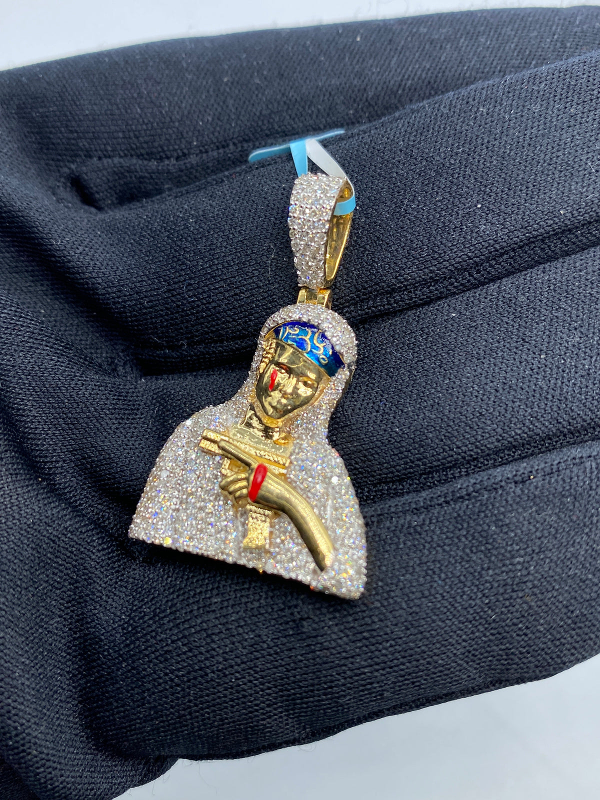 14K Gold Gangster Gun Diamond Pendant - additional product view 4