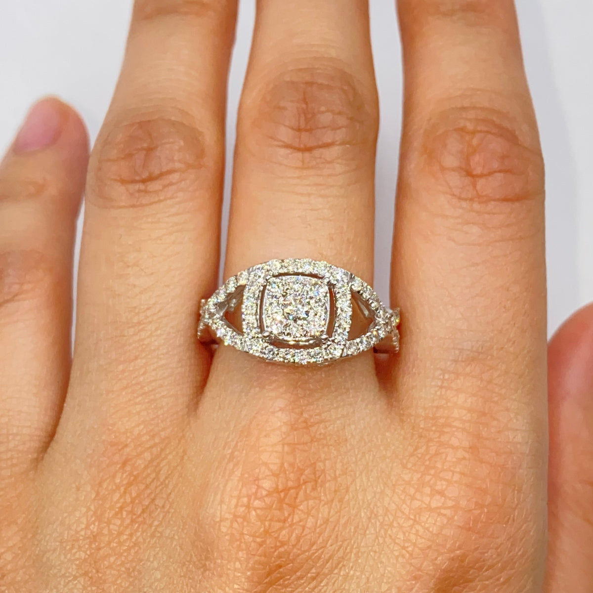 14K Gold Square Halo Twist Diamond Engagement Ring - additional product view 3