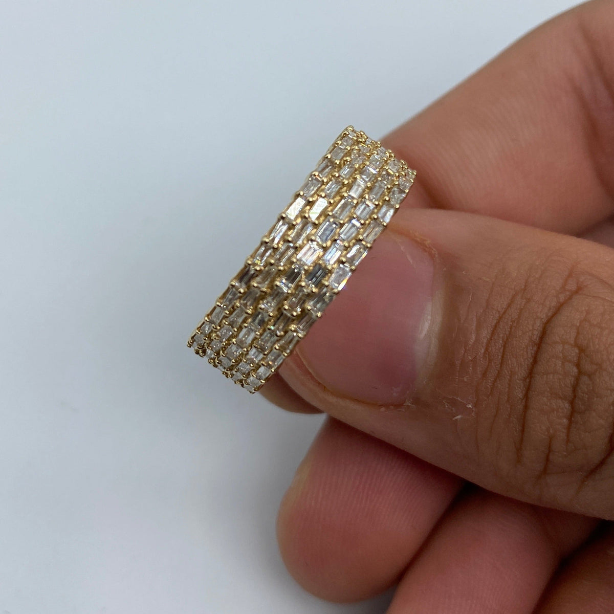 14K Gold Five Stripe Diamond Baguette Ring - additional product view 2