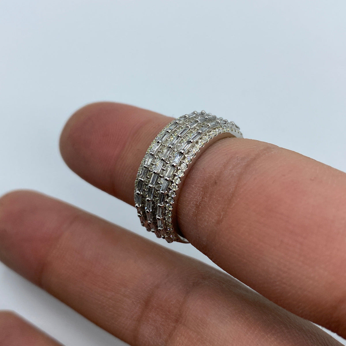 14K Gold Triple Dash Diamond Baguette Band - additional product view 3