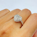 14K Gold Lace Heart Diamond Engagement Ring in white gold - close-up product photo