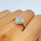 14K Gold Lace Heart Diamond Engagement Ring in white gold - close-up product photo