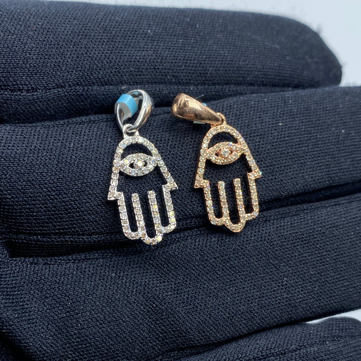 14K Gold Small Hamsa Diamond Pendant - additional product view 5