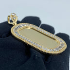 14K Gold Rounded Rectangle Picture Photo CZ Pendant - additional product view 3
