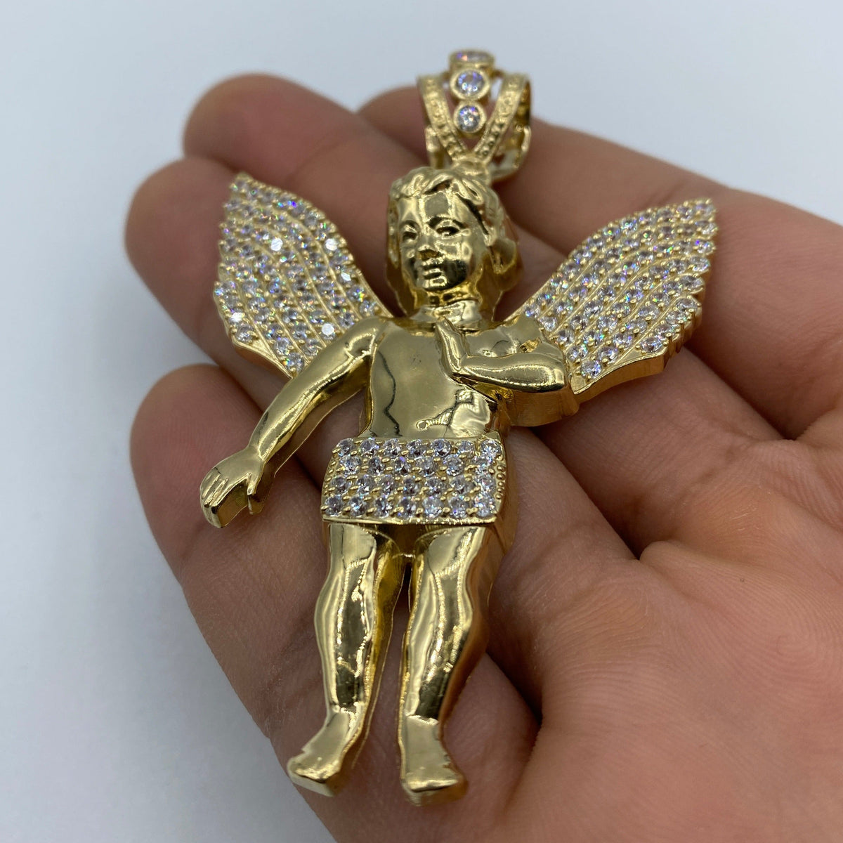 14K Gold Baby Angel Pendant 3.0 in - additional product view 3