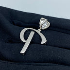 14K Gold Initial P Script Heart Diamond Pendant - additional product view 5