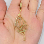 14K Gold Allah Leaf Diamond Pendant - additional product view 6