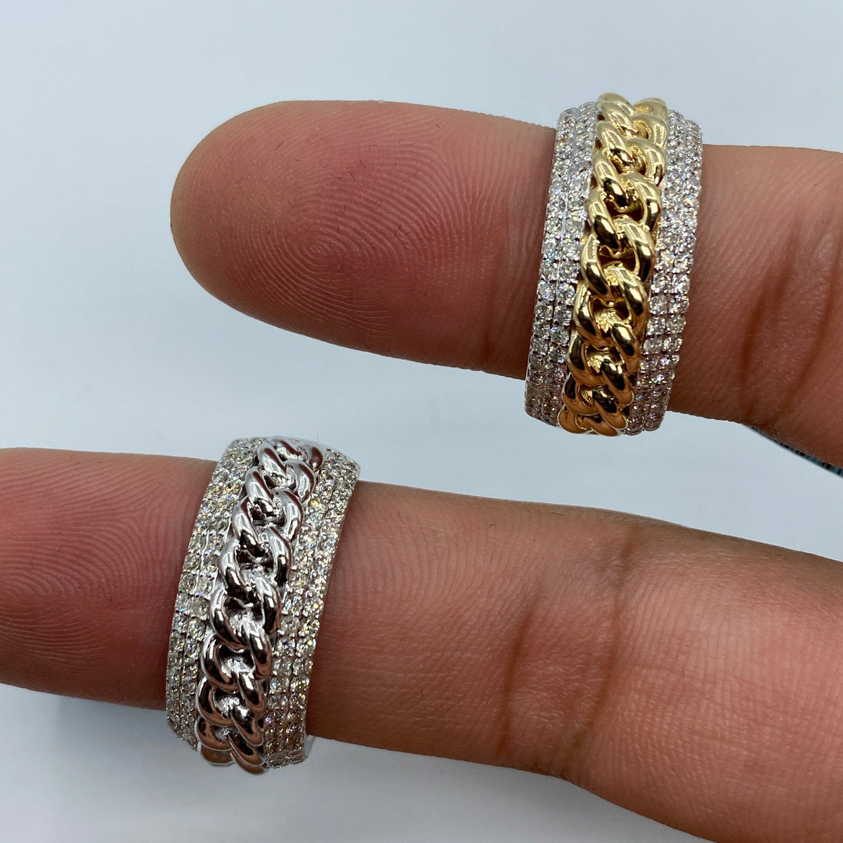 14K Gold 10mm Cuban Link Banded Diamond Ring - additional product view 5