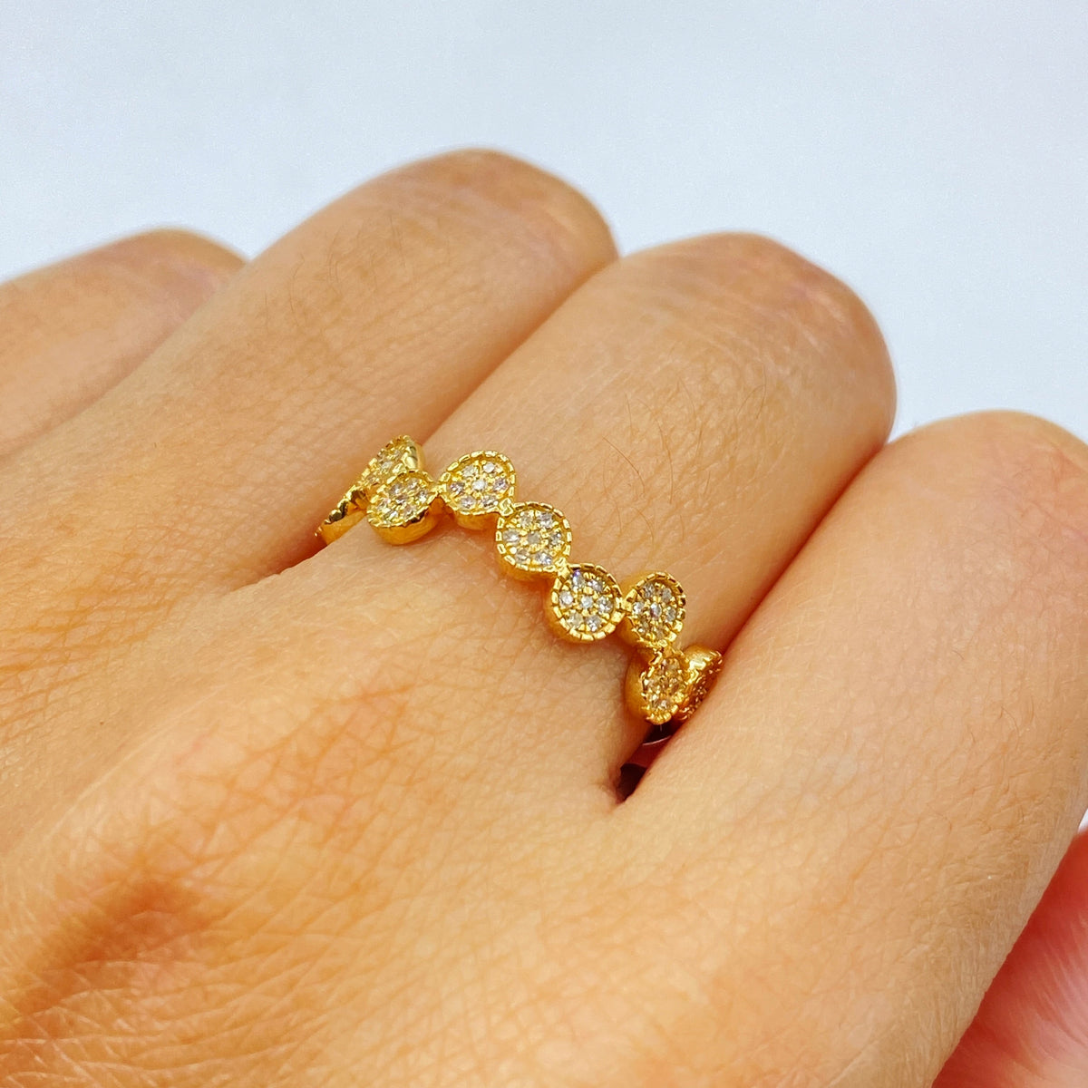14K Gold Bubble Diamond Ring in yellow gold - close-up product photo