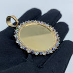14K Gold Evil Eyes Picture Photo CZ Pendant - additional product view 3