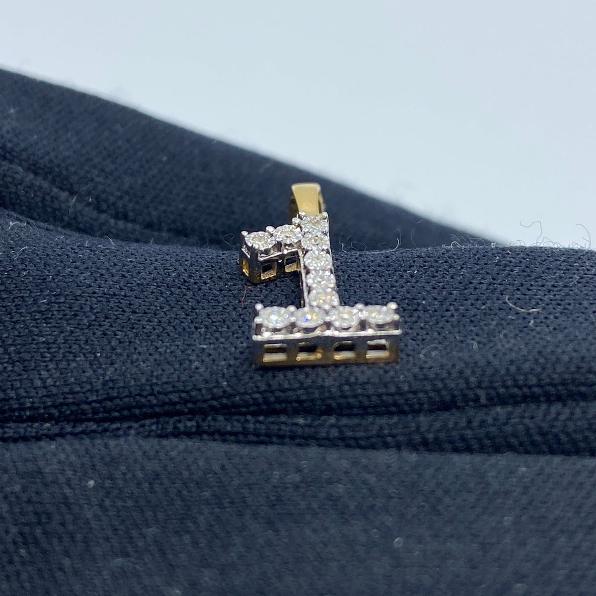 14K Gold Number 1 Diamond Pendant - additional product view 4