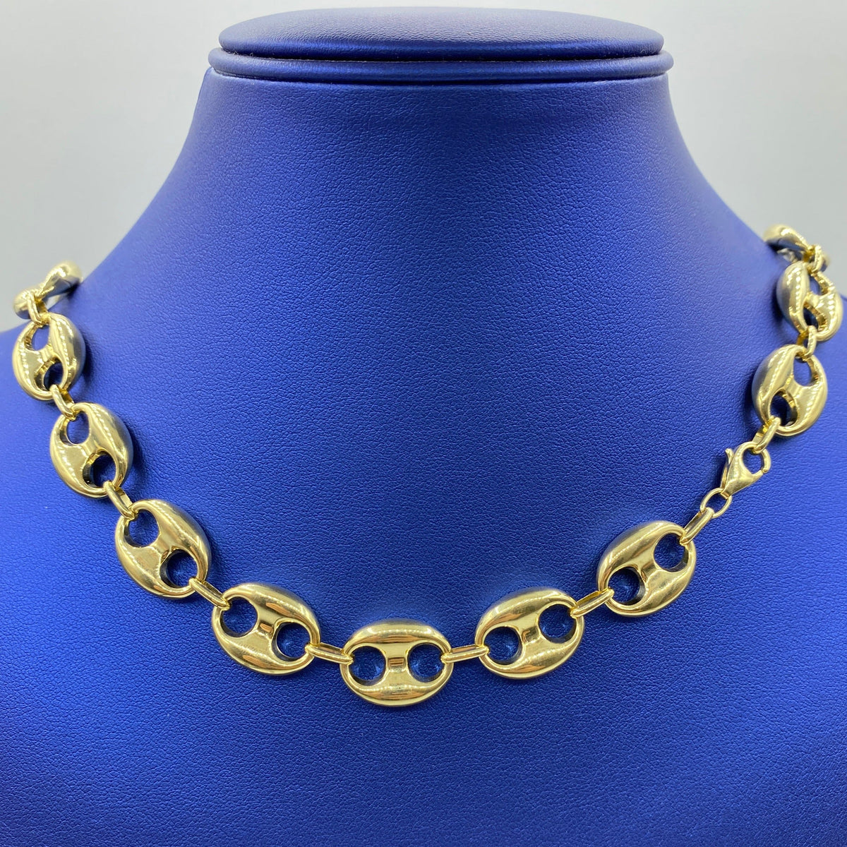14K Gold Puffed Mariner Link Chain, 14.5mm - close-up product photo