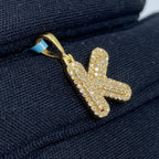 14K Gold Initial K Bubble Diamond Pendant - additional product view 3