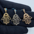 14K Gold Hamsa Evil Eye Diamond Pendant - additional product view 2