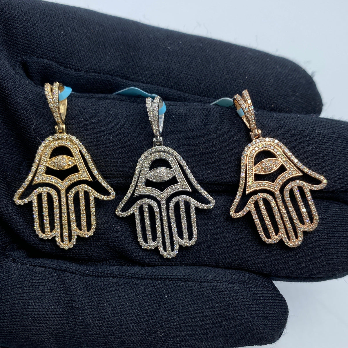 14K Gold Hamsa Evil Eye Diamond Pendant - additional product view 2