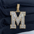 Initial M Baguette Diamond Pendant in yellow - close-up product photo