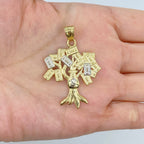 10K Gold Money Tree Pendant, Large - close-up product photo